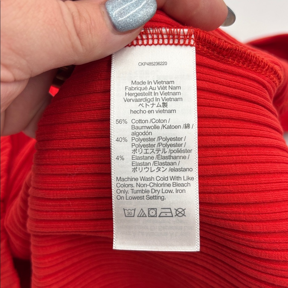 Madewell Rib Off the Shoulder Top in Rouge - Picture 7 of 7